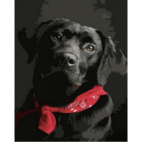 Набір для творчості алмазна картина Чорний лабрадор Strateg розміром 30х40 см кв (HEG86044)