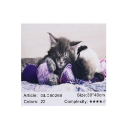 Алмазная мозаика по номерам 30*40 "Котенок" карт уп. (холст на раме)