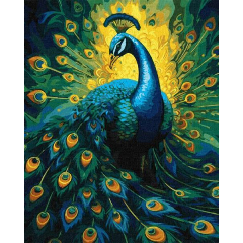 Картина за номерами Птахи. Витончений павич, 40х50см, термопакет, Идейка (КНО6578-mt)