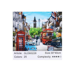 Алмазная мозаика по номерам 30*40 "Улицы Лондона" карт уп. (холст на раме)