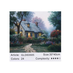 Алмазная мозаика по номерам 30*40 "Домик в лесу" карт уп. (холст на раме)