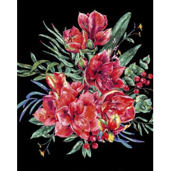 Картина по номерам Цветы. Экзотический букетик, черный фон, 40х50см, в термопакете, Strateg (AH1052-mt)