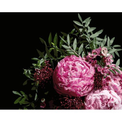 Картина по номерам Цветы. Букет розовых пионов, черный фон, 40х50см, в термопакете, Strateg (AH1053-mt)