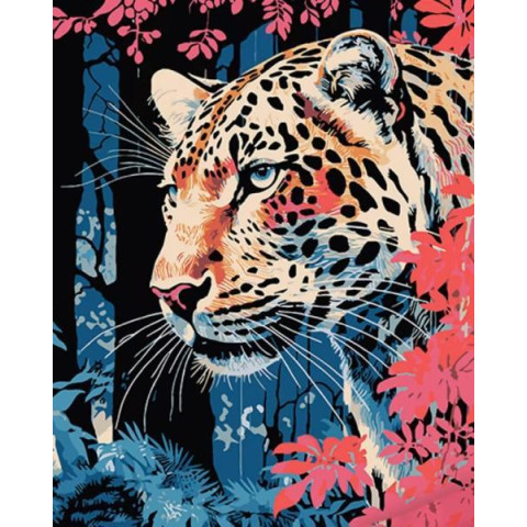 Картина за номерами Тварини. Небезпечний хижак, чорний фон, 40х50см, в термопакеті, Strateg (AH1064-mt)