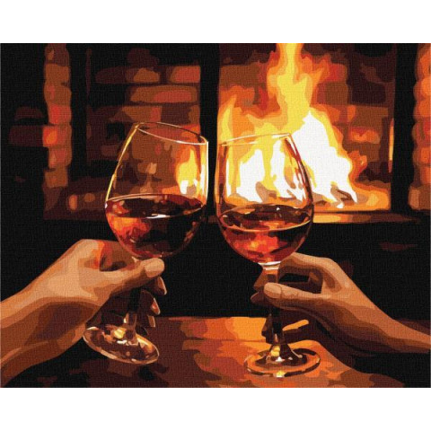 Картина за номерами Транспорт. Гріємось біля каміна, 40х50см, в термопакеті, Идейка (КНО8369-mt)