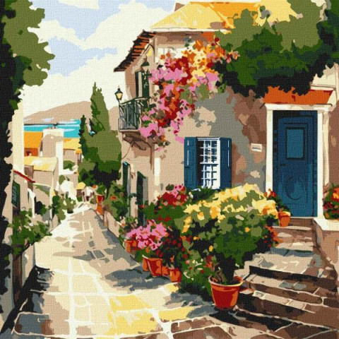 Картина по номерам Пейзаж. Дом у моря, 40х40см, в термопакете, Идейка (КНО3647-mt)