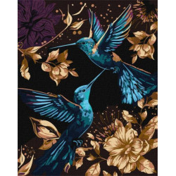 Картина по номерам Птицы. Танец в воздухе, с красками металлик extra, 40х50см, в термопакете, Идейка (КНО6592-mt)