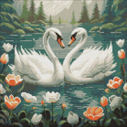 Набір з алмазною мозаїкою "Лебедина вірність" 40х40см, арт: AMO7964-mt