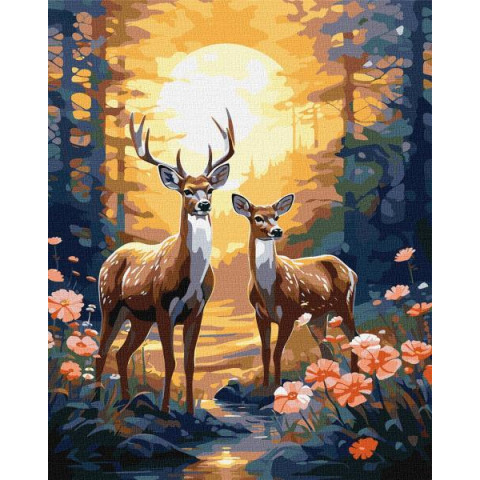 Картина за номерами Тварини. Граціозні олені, 40х50см, в термопакеті, Идейка (КНО6602-mt)