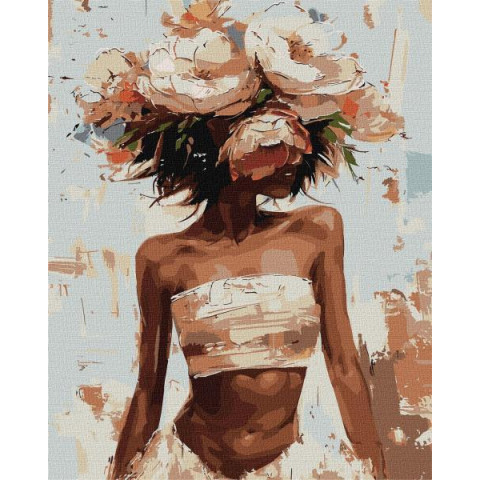 Картина по номерам Люди. Цветочная шляпка, 40х50см, в термопакете, Идейка (КНО8438-mt)