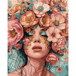 Картина за номерами Люди. Дівчина у квітах, 40х50см, в термопакеті, Идейка (КНО8440-mt)