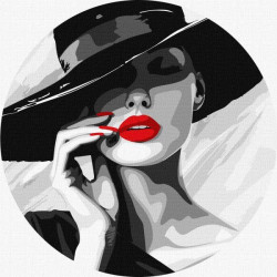 Набір для розпису по номерах "Дама в капелюсі" d26см