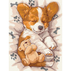 Картина за номерами Тварини. Сонний коргі, 30х40см, в термопакеті, Идейка (КНО6617-mt)