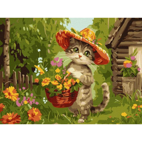 Картина по номерам Животные. Милый садовник, 30х40см, в термопакете, Идейка (КНО6635-mt)