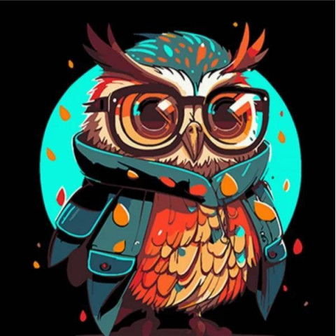 Картина за номерами Тварини. Яскравість пернатого мудреця, чорний фон, 30х30см, в термопакеті, Strateg (SH3030-5-mt)