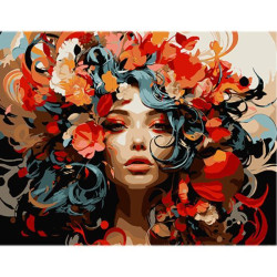Картина по номерам Люди. Романтика цветов в волосах, черный фон, 40х50см, в термопакете, Strateg (AH1115-mt)