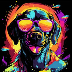 Картина за номерами Тварини. Яскравий вірний друг, чорний фон, 30х30см, в термопакеті, Strateg (SH3030-15-mt)