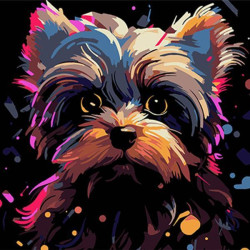 Картина за номерами Тварини. Йорк експресія кольору, чорний фон, 30х30см, в термопакеті, Strateg (SH3030-23-mt)