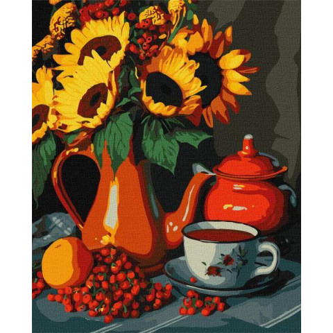 Картина по номерам Натюрморты. Чаювання влітку, 40х50см, в термопакете, Идейка (КНО5678-mt)
