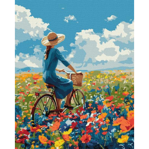 Картина по номерам Люди. Поїздка у квітах, 40х50см, в термопакете, Идейка (КНО8454-mt)