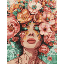 Набір з алмазною мозаїкою "Дівчина у квітах" 40х50см
