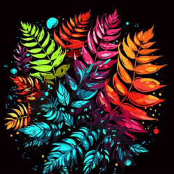 Картина по номерам Цветы. Папоротник в цветочной аранжировке, черный фон, 40х40см, в термопакете, Strateg (AV4040-43-mt)