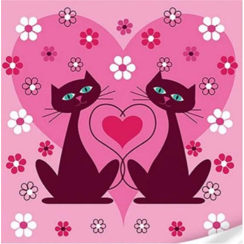 Картина за номерами Дитячі сюжети. Котики з серцем, 30х30см, в термопакеті, Strateg (ES-0867-mt)