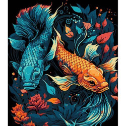 Картина за номерами Тварини. Підводний світ, чорний фон, 30х40см, в термопакеті, Strateg (FH-6-mt)