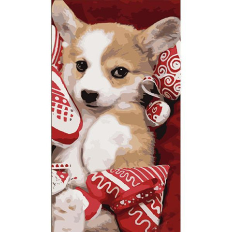 Картина по номерам Животные. Песик с мягкими сердечками, 25х50см, в термопакете, Strateg (WW234-mt)