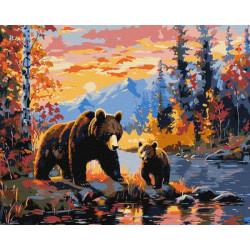 Картина за номерами Тварини. Ведмежа сім'я, 40х50см, в термопакеті, Идейка (КНО6650-mt)