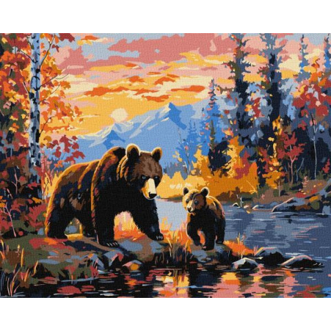 Картина за номерами Тварини. Ведмежа сім'я, 40х50см, в термопакеті, Идейка (КНО6650-mt)