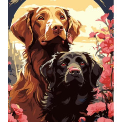 Картина за номерами Тварини. Пара песиків, 30х40см, в термопакеті, Strateg (LY09-mt)