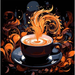 Картина за номерами Абстракція. Аромат кави в повітрі, чорний фон, 30х30см, в термопакеті, Strateg (SH3030-14-mt)