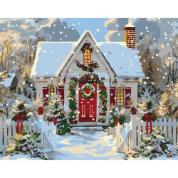 Картина по номерам Пейзаж. Рождественский домик, 40х50см, в термопакете, Идейка (КНО6358-mt)