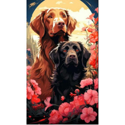 Набор для творчества алмазная картина Пара песиков Strateg размером 30х40 см (HEG88131), арт: HEG88131-mt
