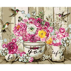 Набір для розпису по номерах Фіолетова естетика квітів Strateg розміром 30х40 см (LY67)