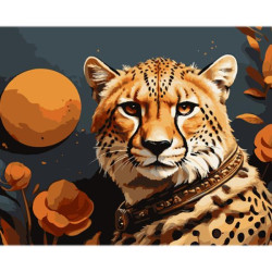 Набір для розпису по номерах Величність гепарда Strateg на кольоровому фоні розміром 40х50 см (MZ031)