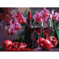 Набір для розпису по номерах "Вино та орхідеї" 30х40см
