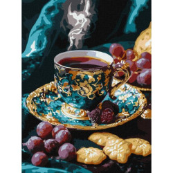 Набір для розпису по номерах "Кава по-турецьки" з фарбами металік extra 30х40см