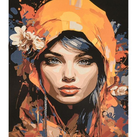 Набір для розпису по номерах Дівчина сонця Strateg розміром 40х50 см (VA-4608)