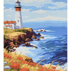 Набір для розпису по номерах Маяк на березі Strateg розміром 40х50 см (VA-4629)