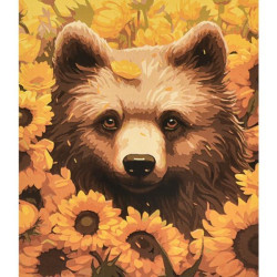 Набір для розпису по номерах Ведмідь серед соняшників Strateg розміром 40х50 см (VA-4666)