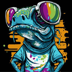 Набір для розпису по номерах Яскрава рептилія Strateg на чорному фоні розміром 30х30 см (SH3030-1)