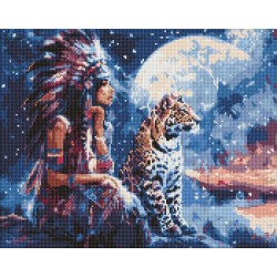 Набір з алмазною мозаїкою "Дівчина і леопард" 40х50см