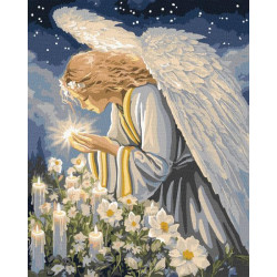 Набір для розпису по номерах "Молитва янгола з фарбами металiк" 40х50см