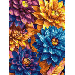 Набір для розпису по номерах "Яскраві жоржини з фарбами металік extra" 30х40см