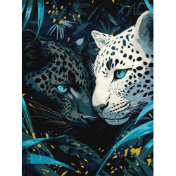 Набір для розпису по номерах "Блакитноокі з фарбами металiк extra" 30х40см