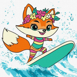 Набір для розпису по номерах для дітей "Літо. Лисичка ловить хвилю" 25х25см