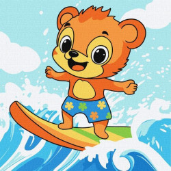 Набір для розпису по номерах для дітей "Літо. Ведмедик ловить хвилю" 25х25см