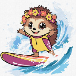 Набір для розпису по номерах для дітей "Літо. Їжак ловить хвилю" 25х25см